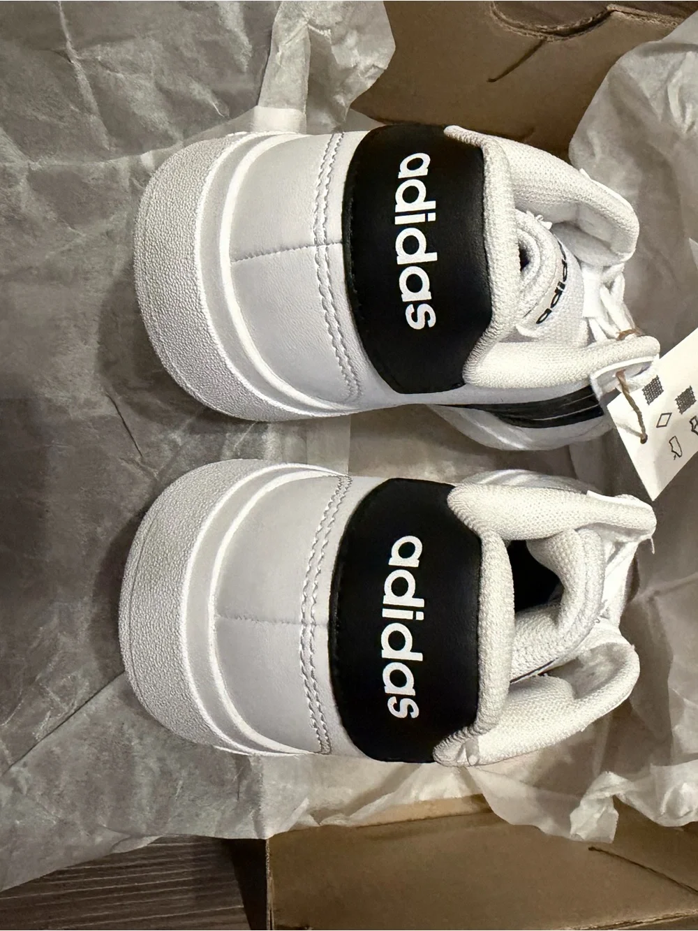 Adidas Grand Court 2.0 K White Sneakers with Black Three-Stripes